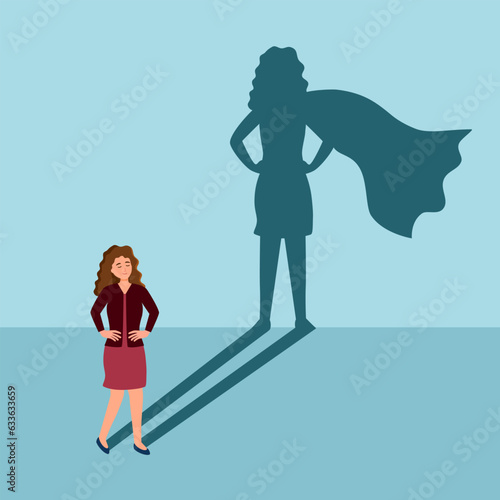 Self confidence and courage concept vector illustration. Leadership businesswoman.