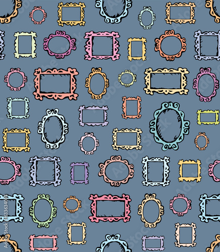 Framed mirrors. Vector drawing pattern