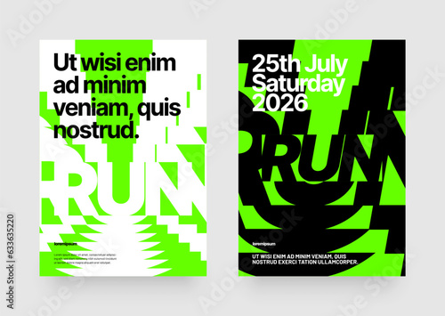 Vector layout template design for run, championship or sports event. Poster design with fluted glass effect. Design for flyer, poster, cover, brochure, banner or any layout.