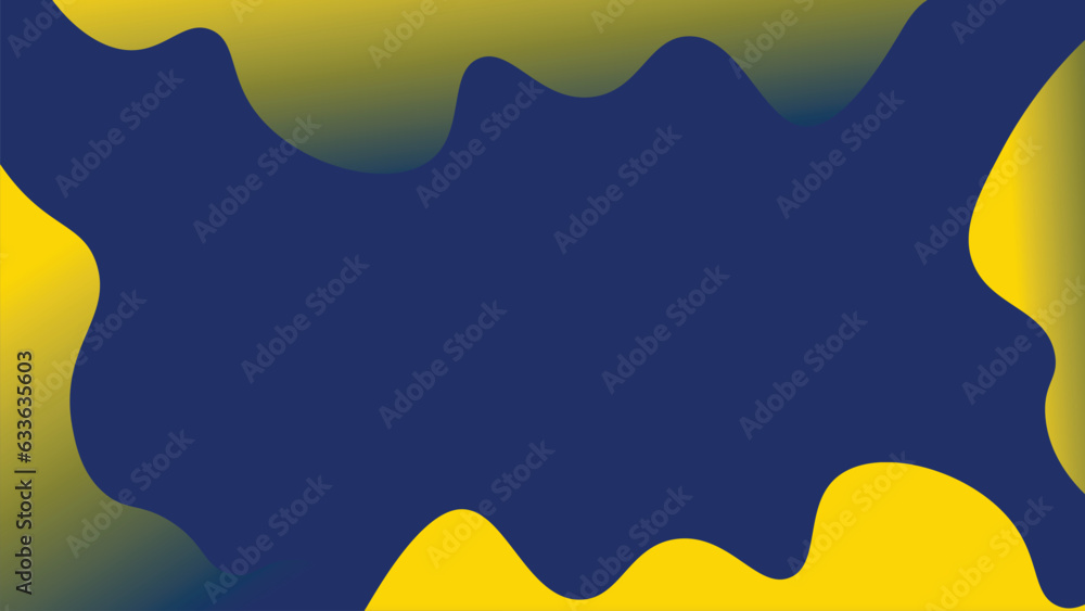 Abstract wavy shape blue and yellow background. You can use it as a banner or webpage home page.