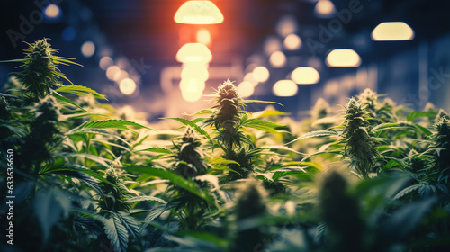 Green house indoor and harvesting of cannabis weed hemp plants cultivation at its finest, marijuana farm laboratory and ganja industry. Beautiful macro and micro shots of green leaf