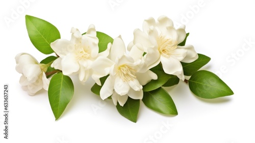 Close up beautiful Jasmine flower isolated on white background with copy space.