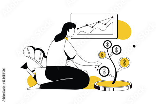 Invest profitable, Business Flat Style Illustration