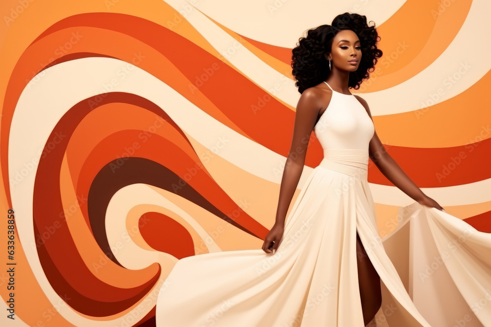 beautiful woman in posing in background, in the style of shaped canvas beautiful woman in posing in background, in the style of shaped canvas