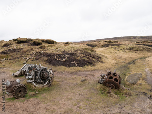 Engine wreckage from Boeing RB-29A Superfortress that crashed on Bleaklow, Peak District, UK photo