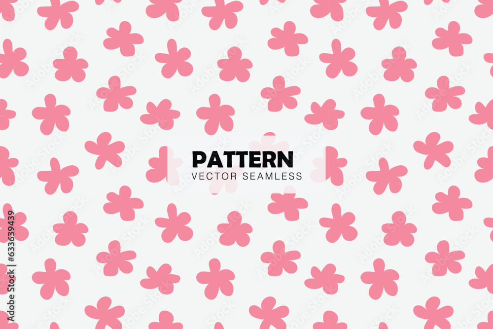Pink flowers cute shapes seamless repeat pattern