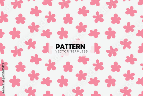 Pink flowers cute shapes seamless repeat pattern