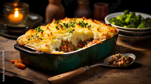 cottage pie in a baking dish photo