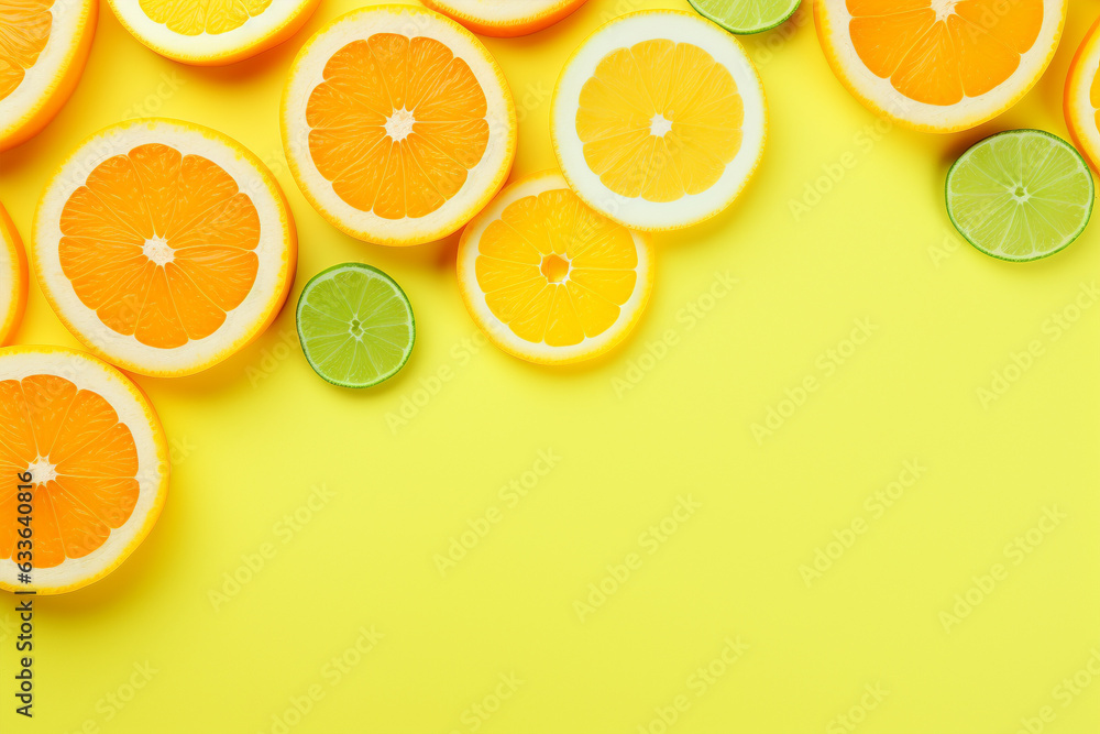 Orange, lemon and lime citrus fruit slices Orange, lemon and lime citrus fruit slices