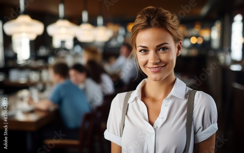 Waitress at the Cafe View. Generative AI