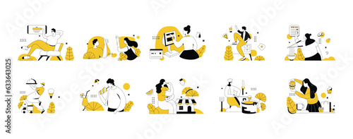 Food Vectors Illustration Flat Line