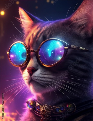 Fantasy catpunk wearing spectacles
