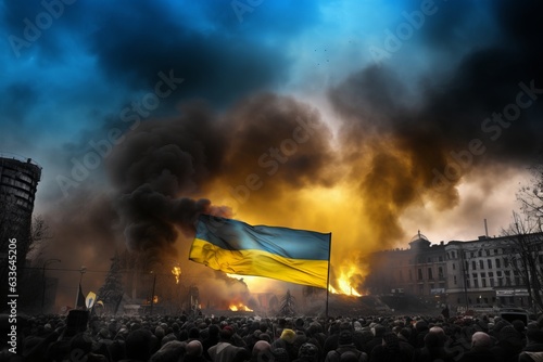 Pray for Ukraine Concept, Save Ukraine Peace Background. Generative Ai