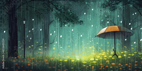 Rainy season banner background illustration 