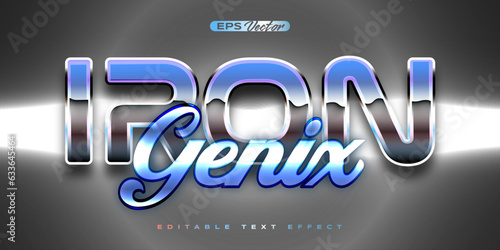 Old School 80s irongenix retro futuristic shiny metallic editable text effect