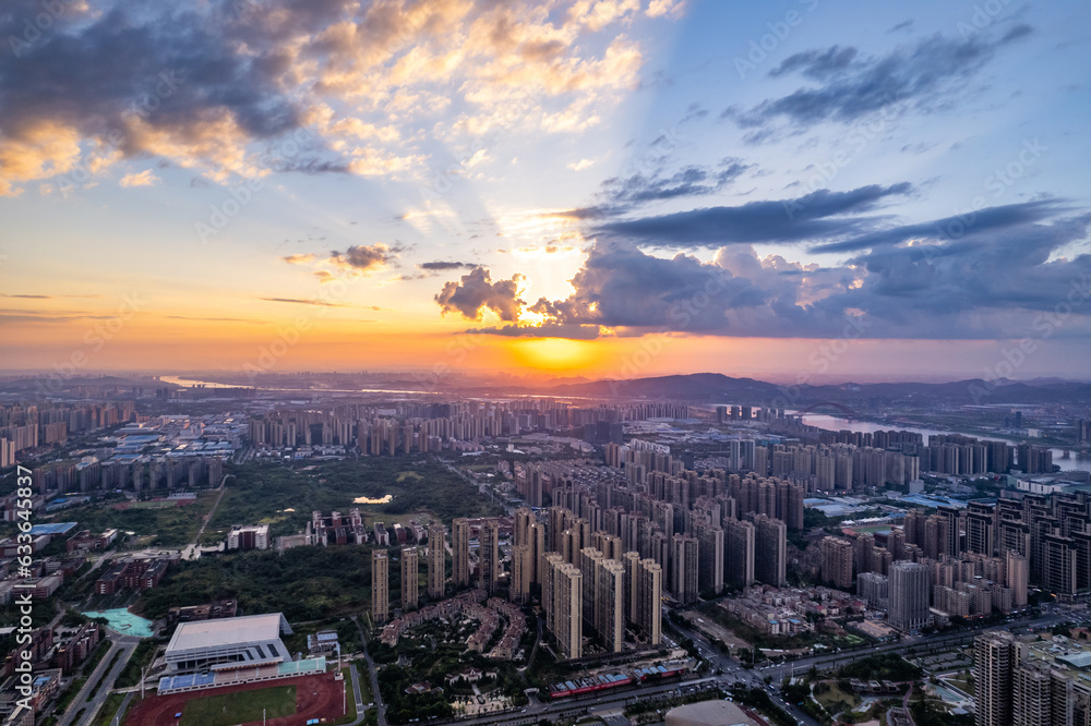 Fototapeta premium Urban evening scenery of Zhuzhou City, Hunan Province