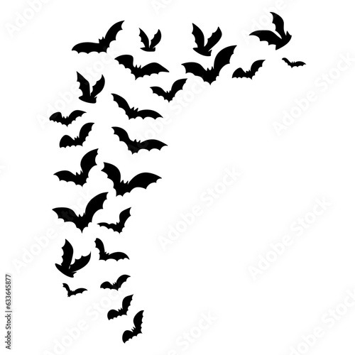 flying bat silhouette. flock of bats. Halloween vector illustration