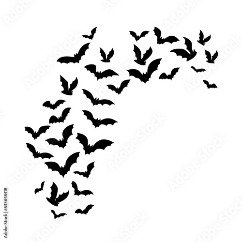 flying bat silhouette. flock of bats. Halloween vector illustration © P4ramours