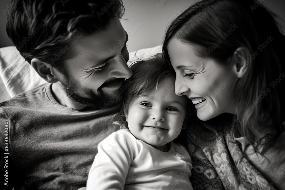 Happy family having fun at home together Happy family having fun at home together