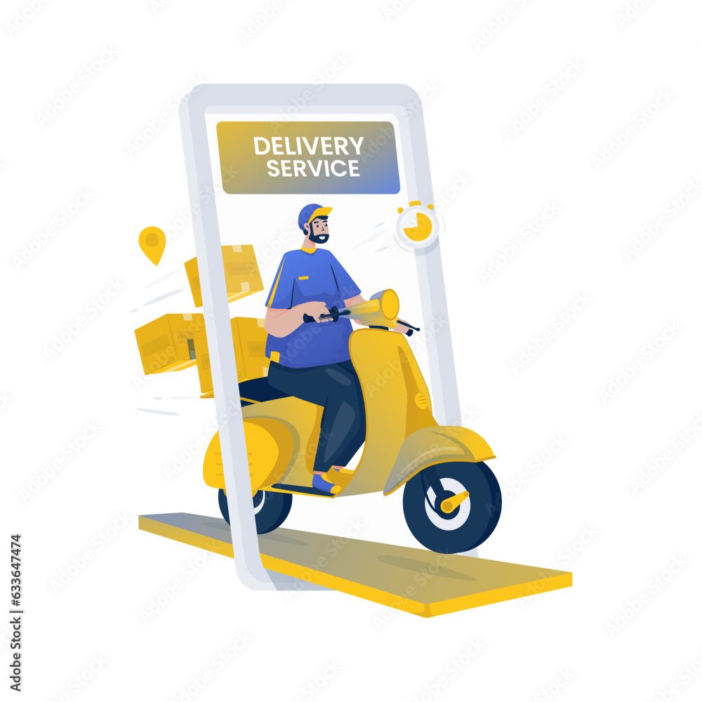 Courier sending package delivery service illustration