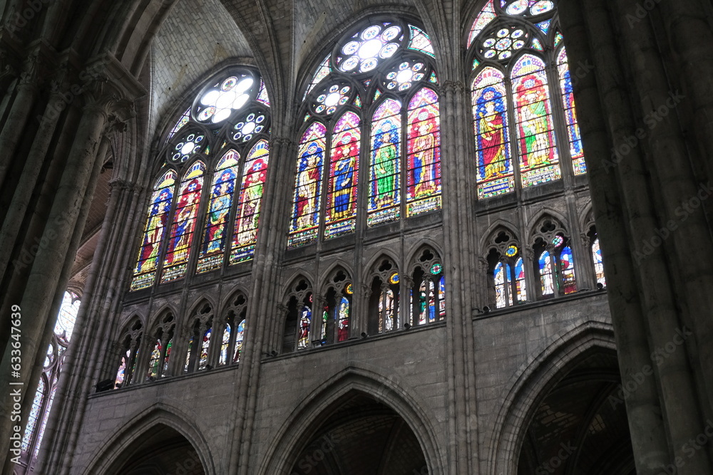 Gothic Basilica of Saint-Denis. Interior details.
