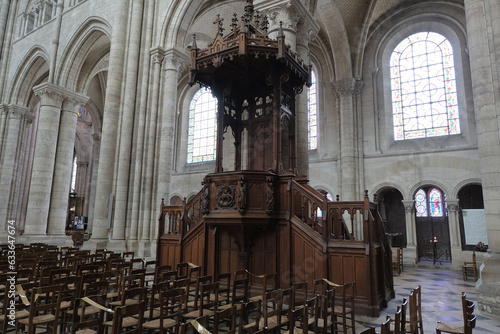 Gothic Cathedral of Saint-Etienne, Sens. Interior details.