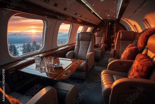 Luxury interior of a private jet, 