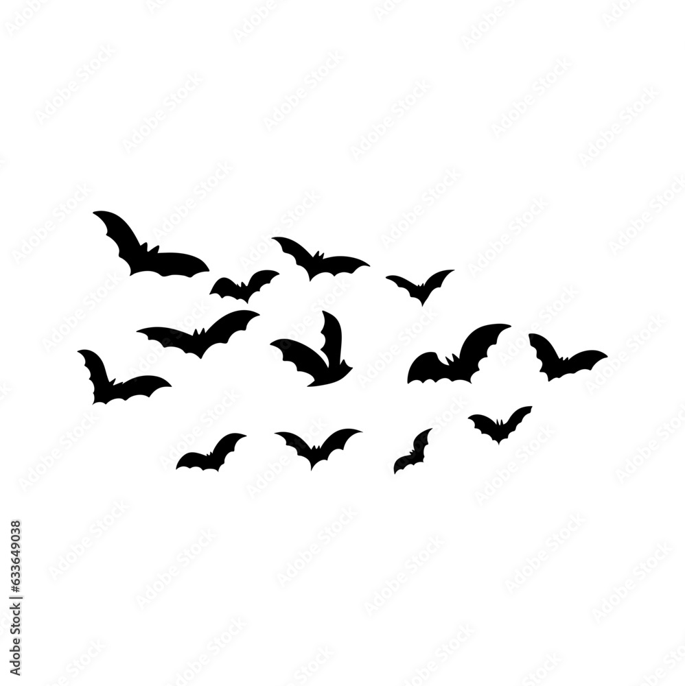 Fototapeta premium Halloween flying bats. Decoration element from scattered silhouettes. 