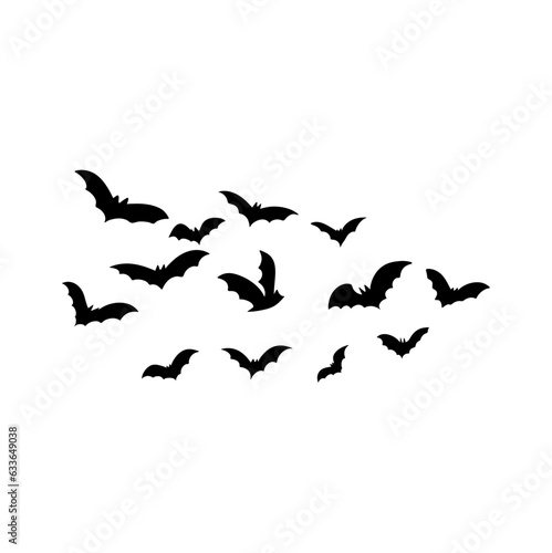 Halloween flying bats. Decoration element from scattered silhouettes. 