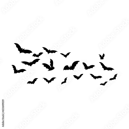 Halloween flying bats. Decoration element from scattered silhouettes. 