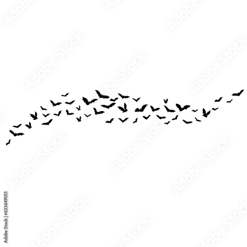 Halloween flying bats. Decoration element from scattered silhouettes. 