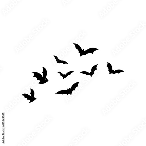Halloween flying bats. Decoration element from scattered silhouettes. 