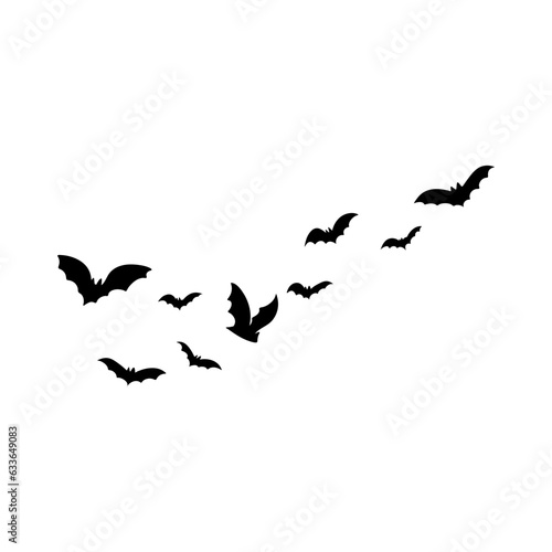 Halloween flying bats. Decoration element from scattered silhouettes. 