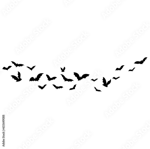 Halloween flying bats. Decoration element from scattered silhouettes. 