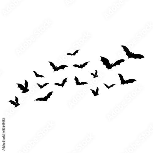 Halloween flying bats. Decoration element from scattered silhouettes. 