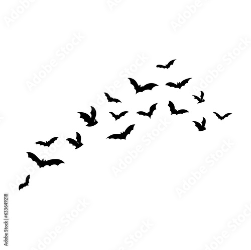 Halloween flying bats. Decoration element from scattered silhouettes.  © King Silhouette