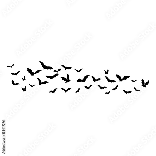Halloween flying bats. Decoration element from scattered silhouettes. 