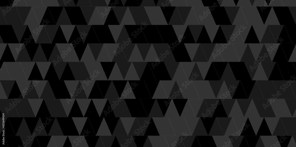 Seamless black dark backdrop grayscale background. Many rectangular. Abstract black and white geomatics patter diamond triangular square wallpaper background.