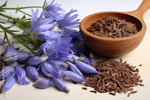Chicory root food background 
