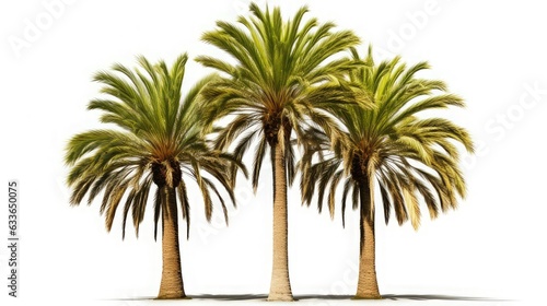 High-definition collection of Mediterranean fan palm trees isolated on white background