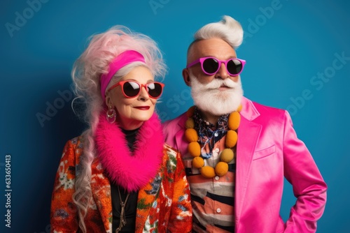 Funny modern trendy grandmother and grandfather 