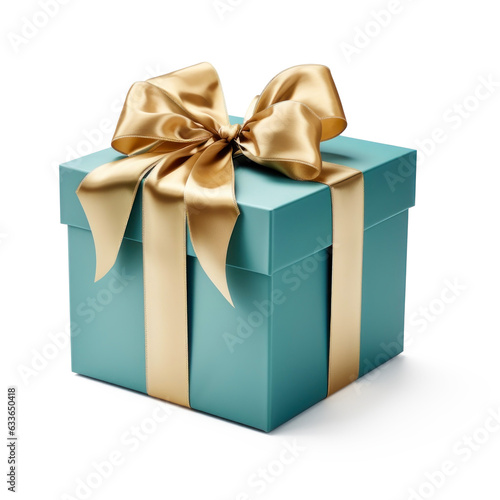 Gift box isolated on transparent background with shadow. Generative AI