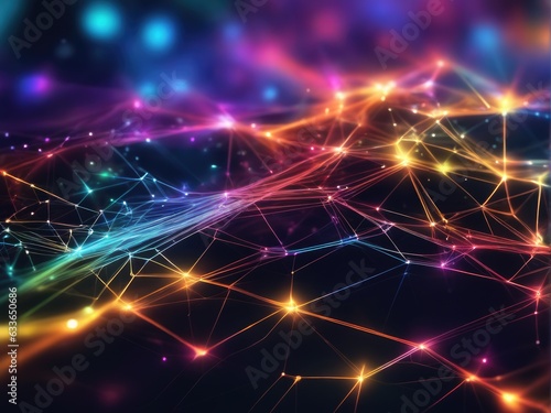 Abstract connected dots on bright background. Technology concept