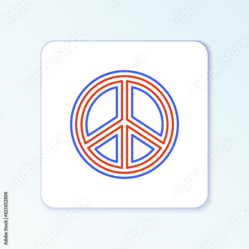 Line Peace icon isolated on white background. Hippie symbol of peace. Colorful outline concept. Vector