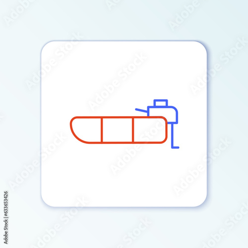 Line Inflatable boat with outboard motor icon isolated on white background. Colorful outline concept. Vector