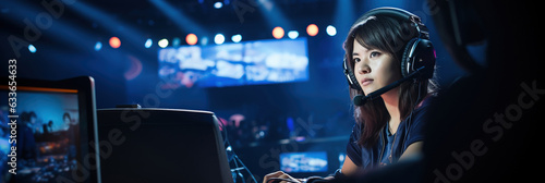 Esports and online gaming  Woman live streaming her video game session