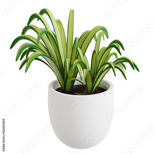 Air-Purifying Spider Plant Indoor Plant 3D illustration