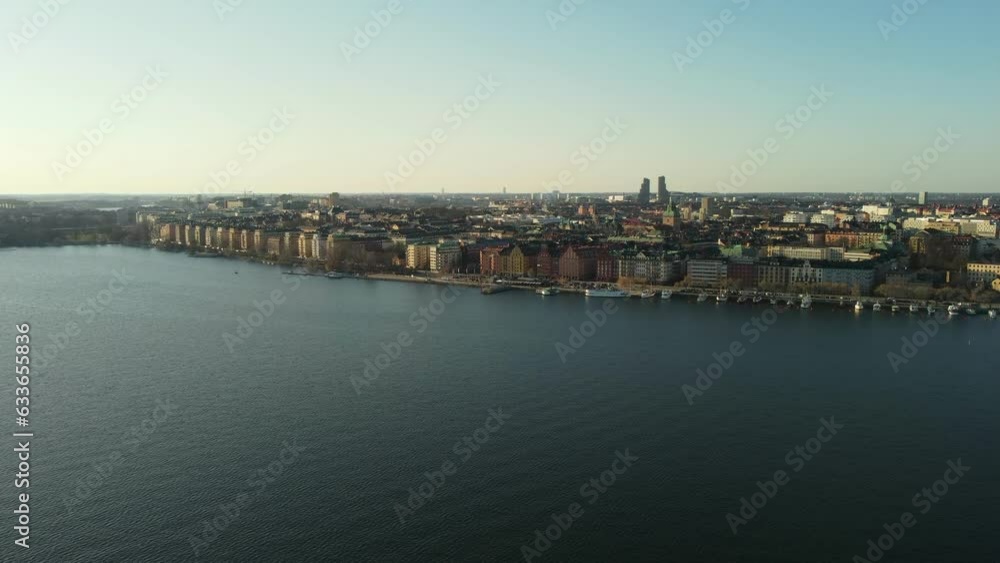 Aerial shot of Kungsholmen, Stockholm, Sweden. 4k, 30fps. Clear sky, spring time. Aerial shot of Kungsholmen, Stockholm, Sweden. 4k, 30fps. Clear sky, spring time.