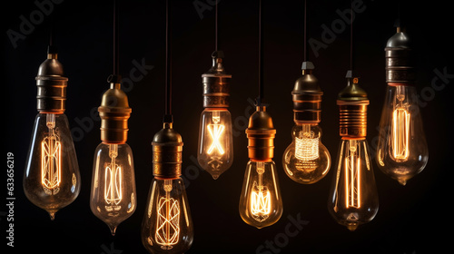 Set of retro lamps of Edisson. 