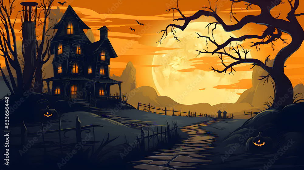 Scary background with spooky house
